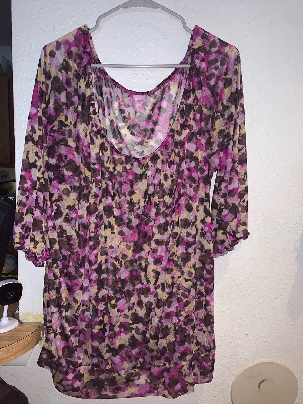 Lane Bryant Pink Brown Animal Print Sheer Tunic Blouse